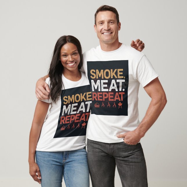 Bold Smoke Meat Repeat Typography Tshirt T Shirt (Unisex)