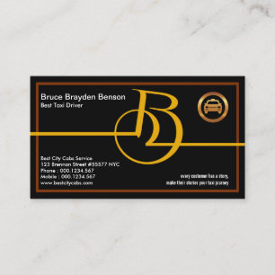 Bold Snyggt Monogram Brev-B Best Taxi Service Visitkort