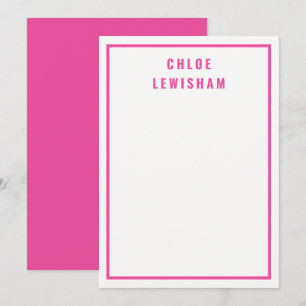 Bold Snyggt Rosa Gräns Personlig Note Card Anteckningskort