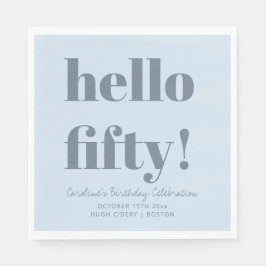 Bold Soft Blue Modern 50th Birthday Custom Pappersservett