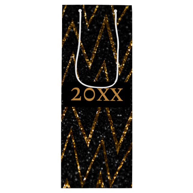 Bold Sparkling Black Guld Chevron Party Packation (Framsidan)