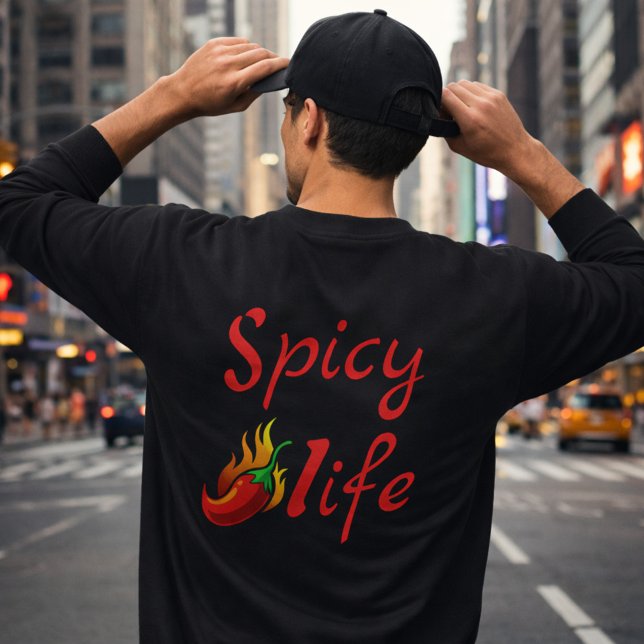 Bold Spicy Life Chili Flame Design Lång Ärmad Tröja (Skapare uppladdad)