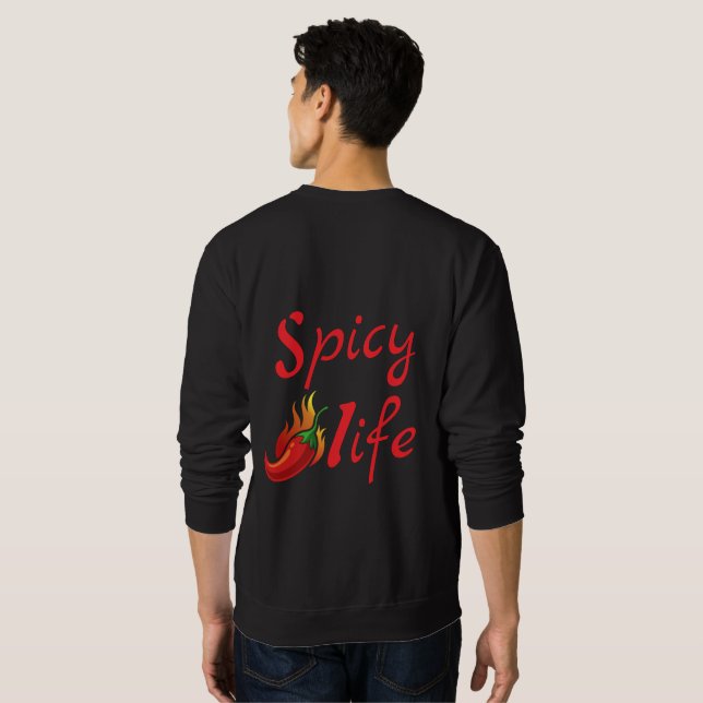 Bold Spicy Life Chili Flame Design Lång Ärmad Tröja (Hel baksida)