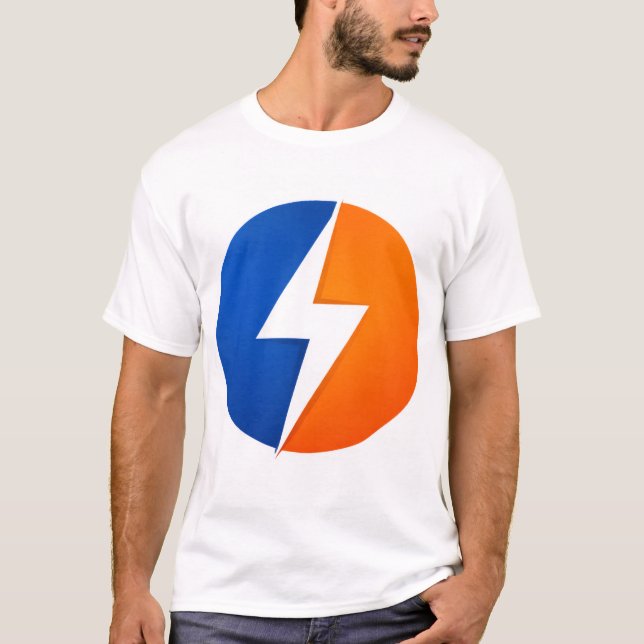 Bold Split Lightning Bolt Circle Logo Shirt – Blue T (Framsida)