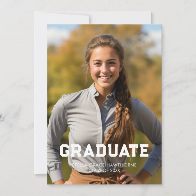 Bold Sports Athlete Photo Graduation Meddelande (Framsida)