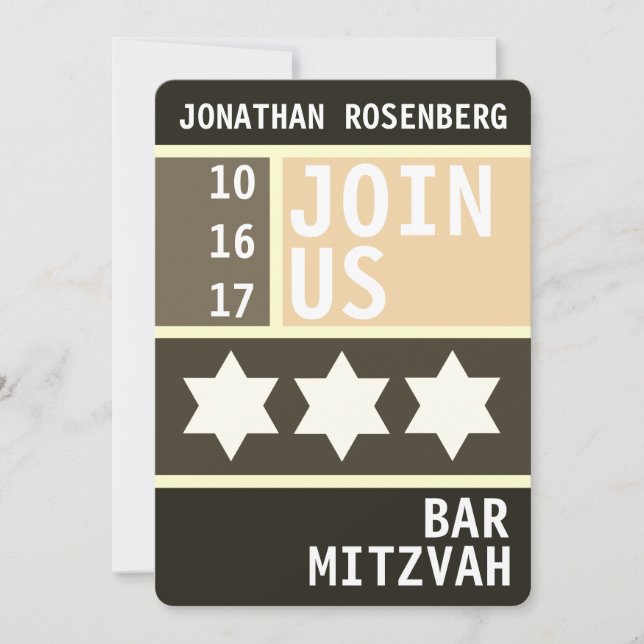 Bold Star av David Pub Mitzvah-inbjudan Inbjudningar (Framsida)
