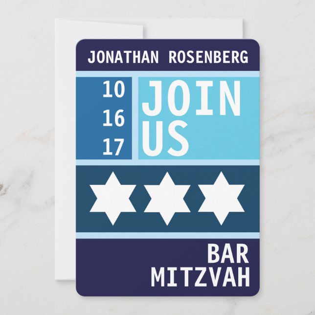 Bold Star av David Pub Mitzvah-inbjudan Inbjudningar (Framsida)