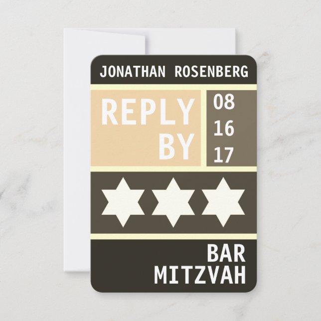Bold Star of David Pub Mitzvah OSA Reply Inbjudningar (Framsida)