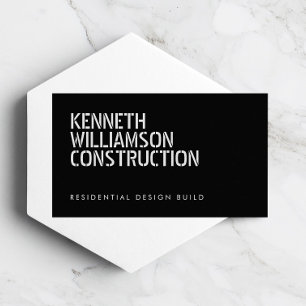 Bold Stenciled Black Construction Visitkort