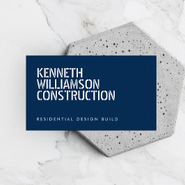 Bold Stenciled Blue Construction Affärskort Visitkort