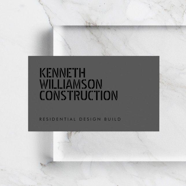 Bold Stenciled Mörk Grått Construction Visitkort (Skapare uppladdad)