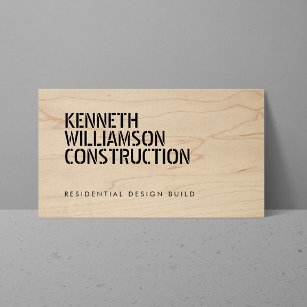 Bold Stenciled Wood Construction Affärskort Visitkort