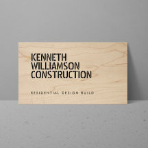 Bold Stenciled Wood Construction Affärskort