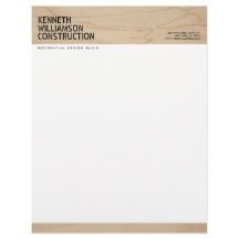 Bold Stenciled Wood Construction Letterhead