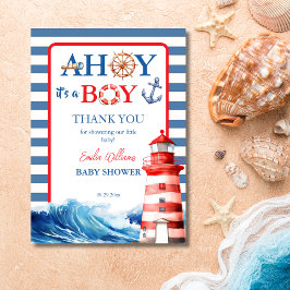 Bold Striped Blue Red Nautical Ahoy Boy Lighthouse Tack Kort