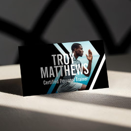 Bold Strong Modern Personal Trainer Fitness Photo  Visitkort