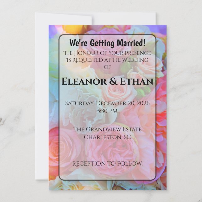 Bold Summer Garden Floral Bright Photo Wedding Inbjudningar (Framsida)