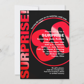 Bold Surprise Birthday bjudande - Red 80:e Inbjudningar