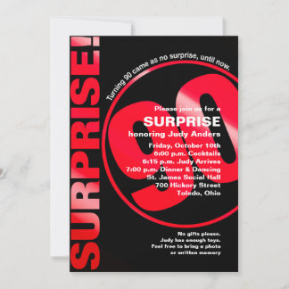 Bold Surprise Birthday bjudande - Red 90:e Inbjudningar
