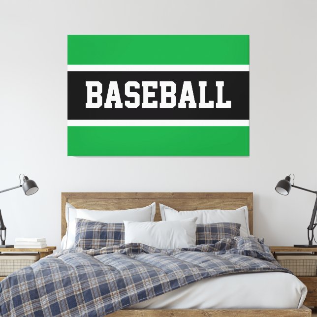 Bold, svart, vit BASEBALL Rand Canvastryck (Insitu (sovrum))