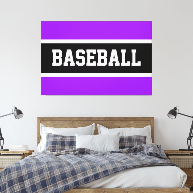 Bold, svart, vit BASEBALL Rand Canvastryck (Insitu (sovrum))