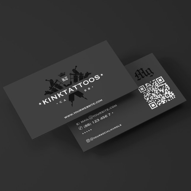 Bold Tattooist Tattoo Artist Krona Charcol Visitkort (Bold Tattooist Tattoo Artist Crown Charcoal Business Card
)