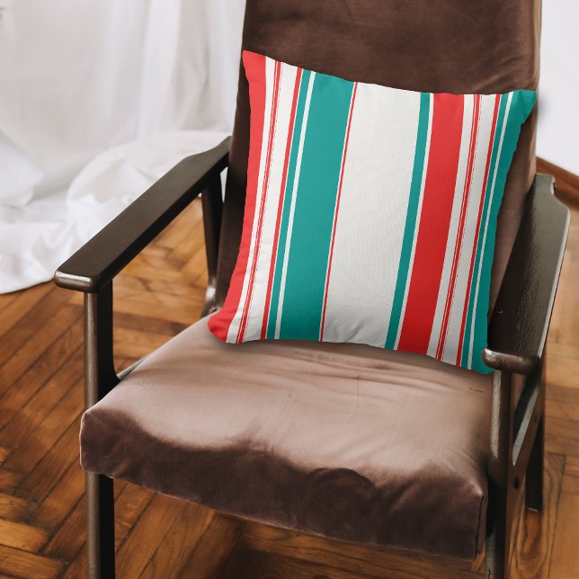 Bold Teal Red Rand Kudde (Skapare uppladdad)