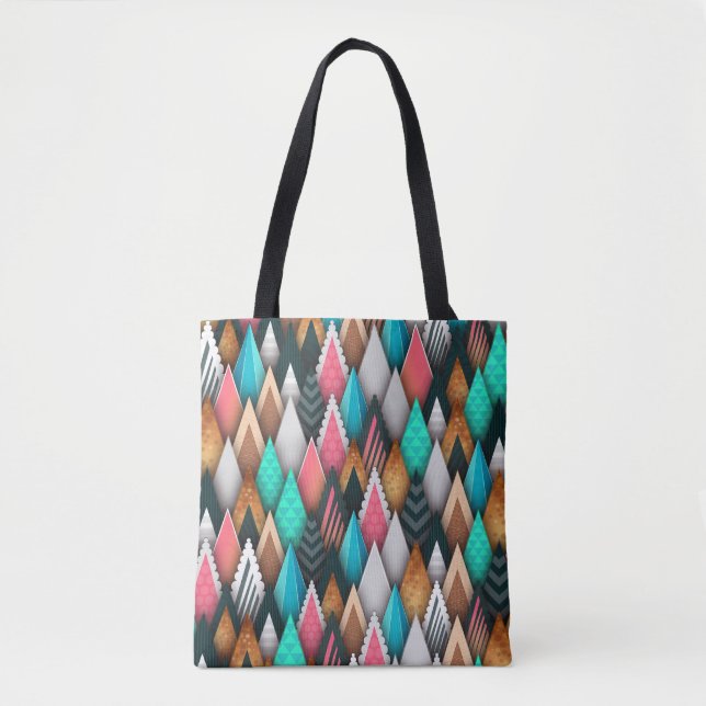 Bold Teal Rosa Brown Black Modern Abstrakt Tygkasse (Framsida)