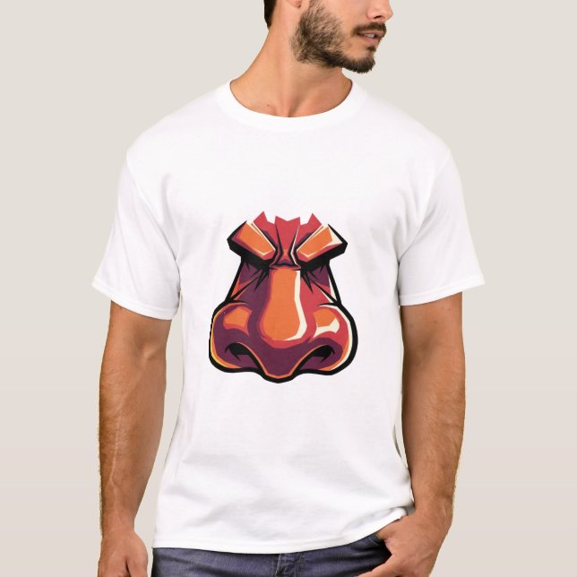 Bold Tecknad Nose Expression - Funny Arg Ansikte T Shirt (Framsida)