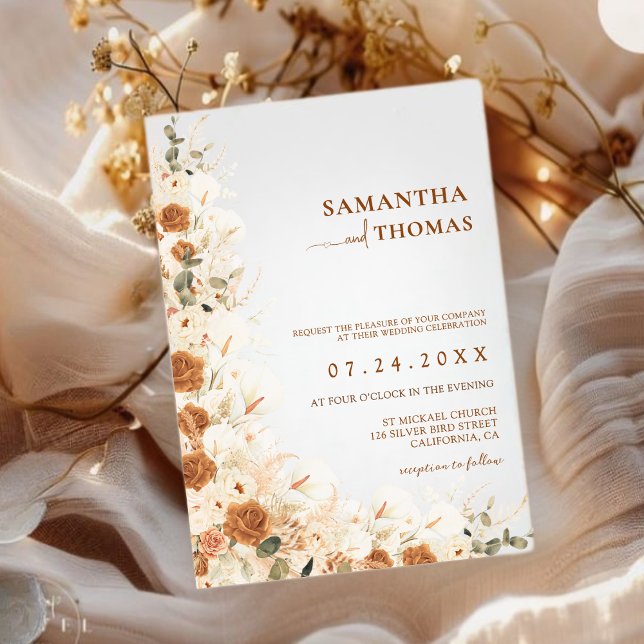 Bold Terracotta Boho Bohemian Fall Wedding Inbjudningar (Skapare uppladdad)