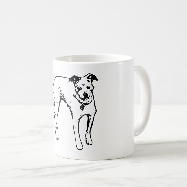 Bold Terrier Mix Porträtt Mugg (Framsida höger)