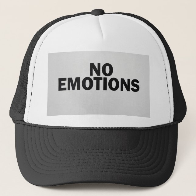bold text "NO EMOTIONS" Keps (Framsida)