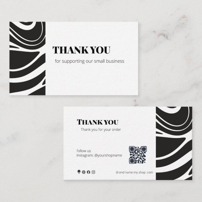 Bold Thank You Card QR Code Small Business Visitkort (Fram/baksida)