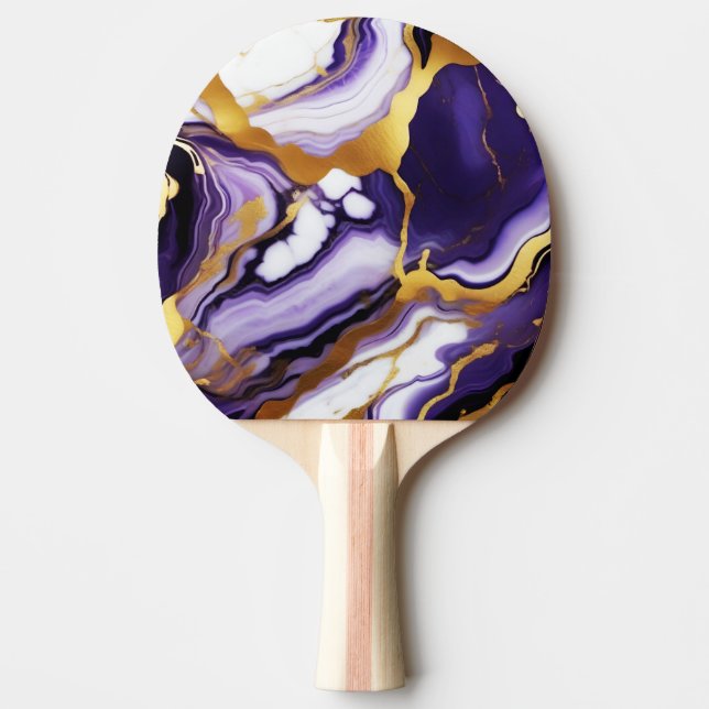 Bold Trendy purple yellow Gold faux marble Pingisracket (Framsidan)
