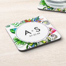 Bold Tropical Handflatan Löv WAN Bröllop Monogram