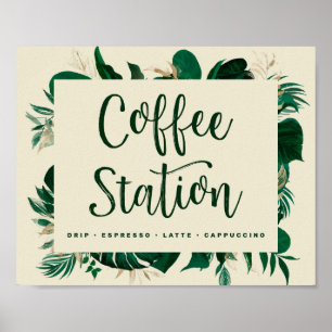Bold Tropical Löv Coffee Station Bröllop Poster