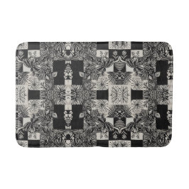 Bold Tropical Monochrome Floral Pattern Badrumsmatta