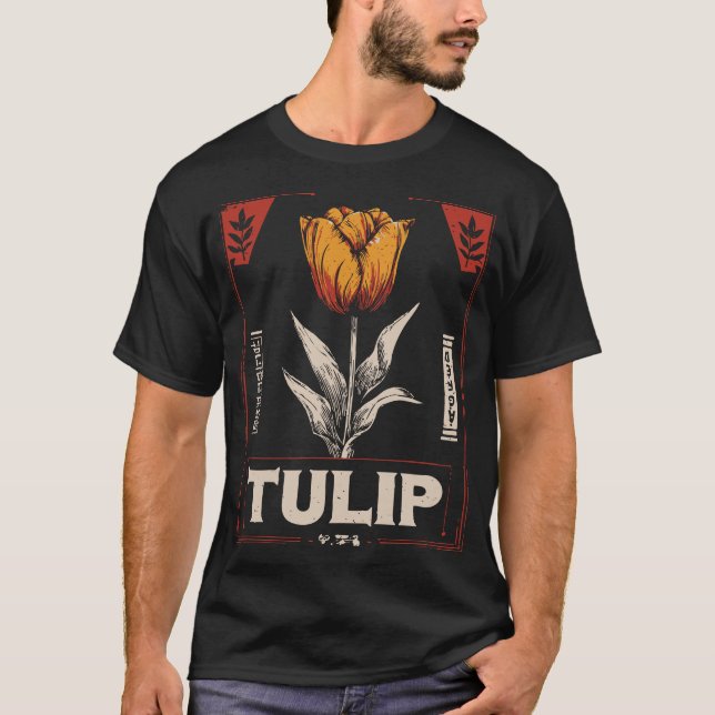 Bold Tulip Flower Dutch Heritage Vintage Design T Shirt (Framsida)
