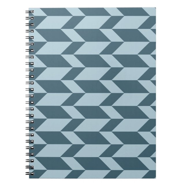 Bold Two Tone Arrow Chevron Rand Blue Tones Anteckningsbok (Framsidan)