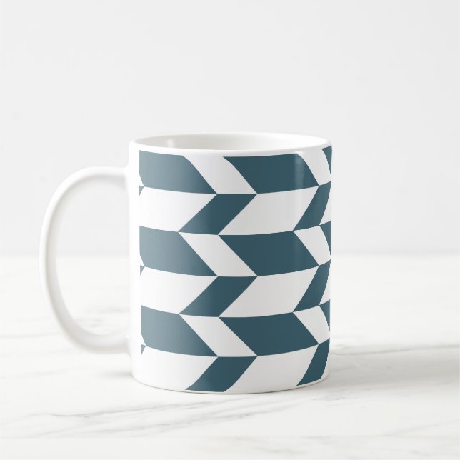 Bold Two Tone Arrow Chevron Rand Blue White Kaffemugg (Vänster)