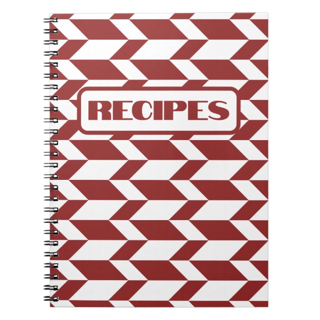 Bold Two Tone Arrow Chevron Rand Red White Anteckningsbok (Framsidan)