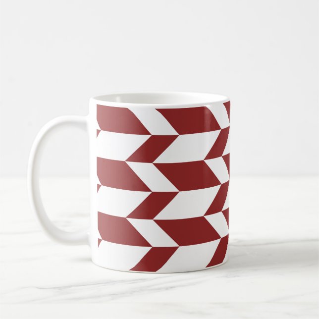 Bold Two Tone Arrow Chevron Rand Red White Kaffemugg (Vänster)