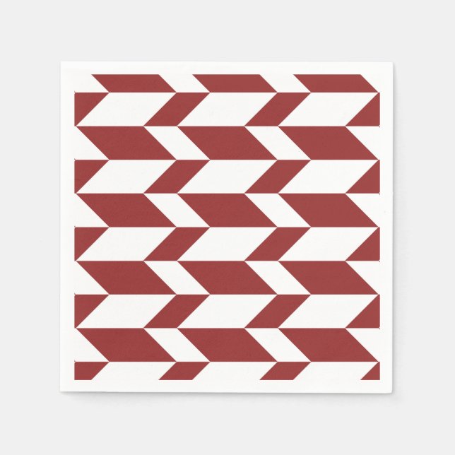 Bold Two Tone Arrow Chevron Rand Red White Pappersservett (Framsidan)