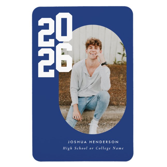 Bold Type Blue Graduation Flexible Photo Magnet (Vertikal)