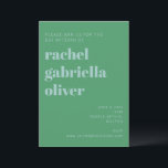 Bold Typografi, blå och Grönt Modern Bat mitzvah Inbjudningar<br><div class="desc">Bold Typography Blue and Grönt Modern Bat mitzvah Call</div>