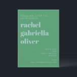 Bold Typografi, blå och Grönt Modern Bat mitzvah Inbjudningar<br><div class="desc">Bold Typography Blue and Grönt Modern Bat mitzvah Call</div>
