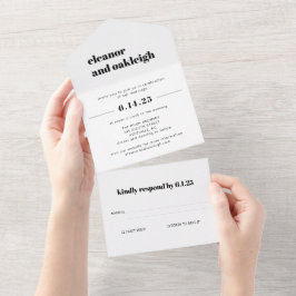Bold Typography Basic Black White Modern Bröllop