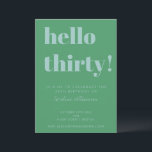 Bold Typography Blue Grönt Modern 30års födelsedag Inbjudningar<br><div class="desc">Bold Typography Blue and Grönt Modern 30års födelsedag-inbjudan</div>