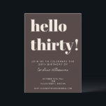Bold Typography Brown Modern 30th Birthday Party Inbjudningar<br><div class="desc">This birthday invitation in brown features bold typography and a rich, neutral color palette for a modern milestone celebration. The layout highlights the age front and center, paired with clean details for the guest of honor, date, time, and location. Personalize the name and event details to match your celebration style...</div>