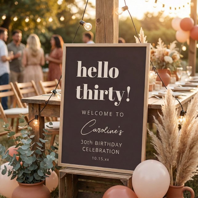 Bold Typography Brown Modern 30th Birthday Welcome Poster (Skapare uppladdad)